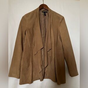INC International Concept 100% Suede Leather Jacket w. Open Front - Tan - Sz L